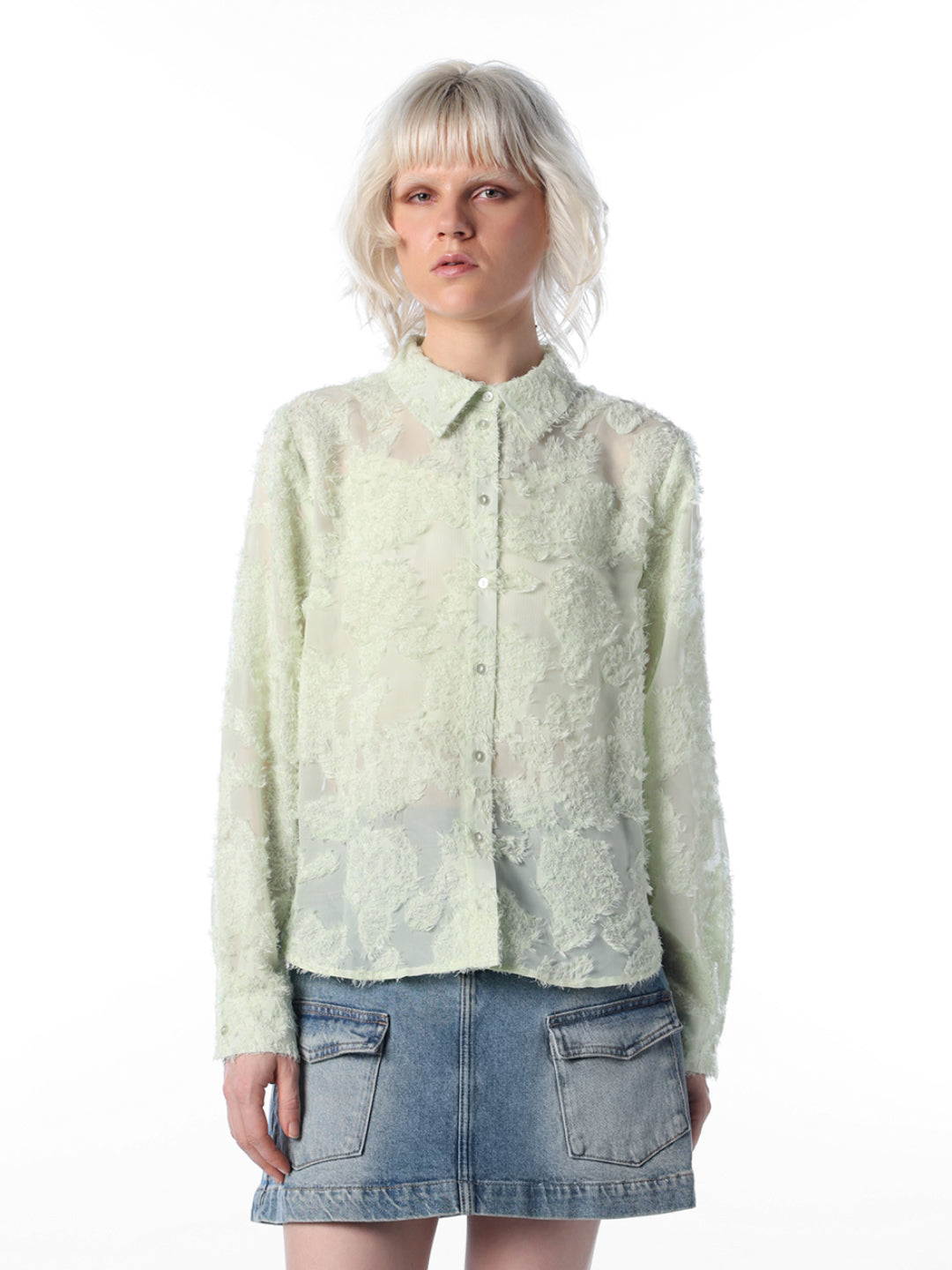 Lime Green Textured Shirt