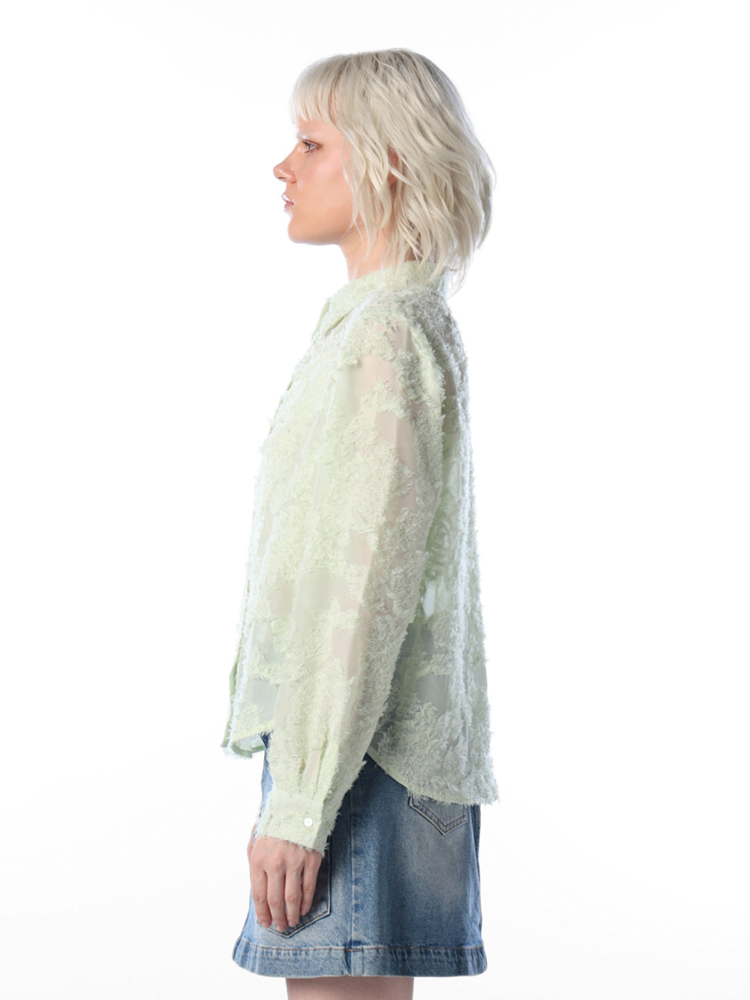 Lime Green Textured Shirt