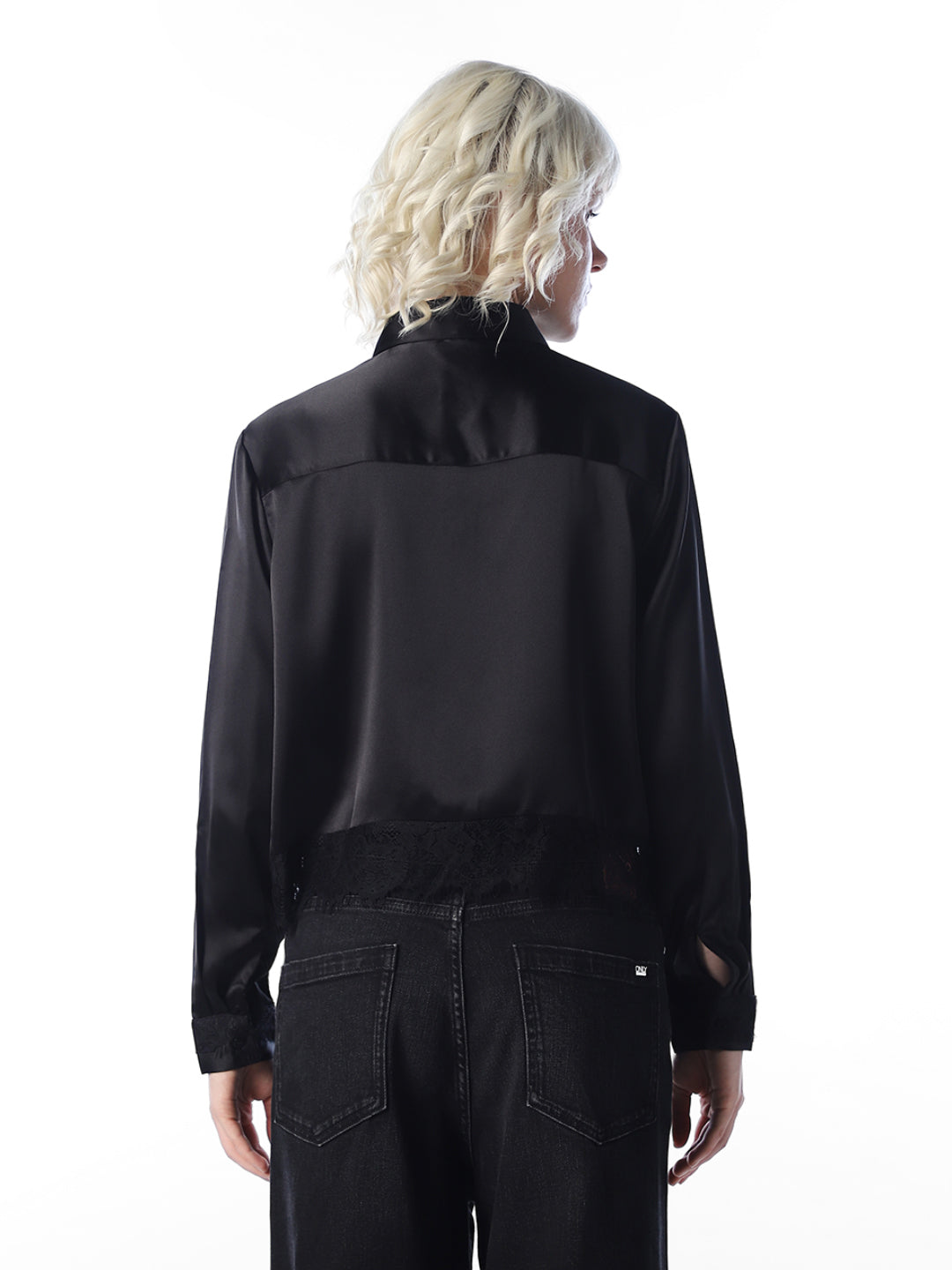 Black Satin Lace Shirt