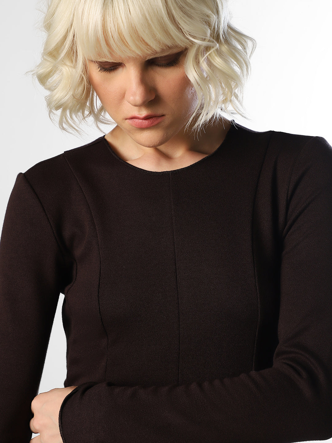 Dark Brown Peplum Top