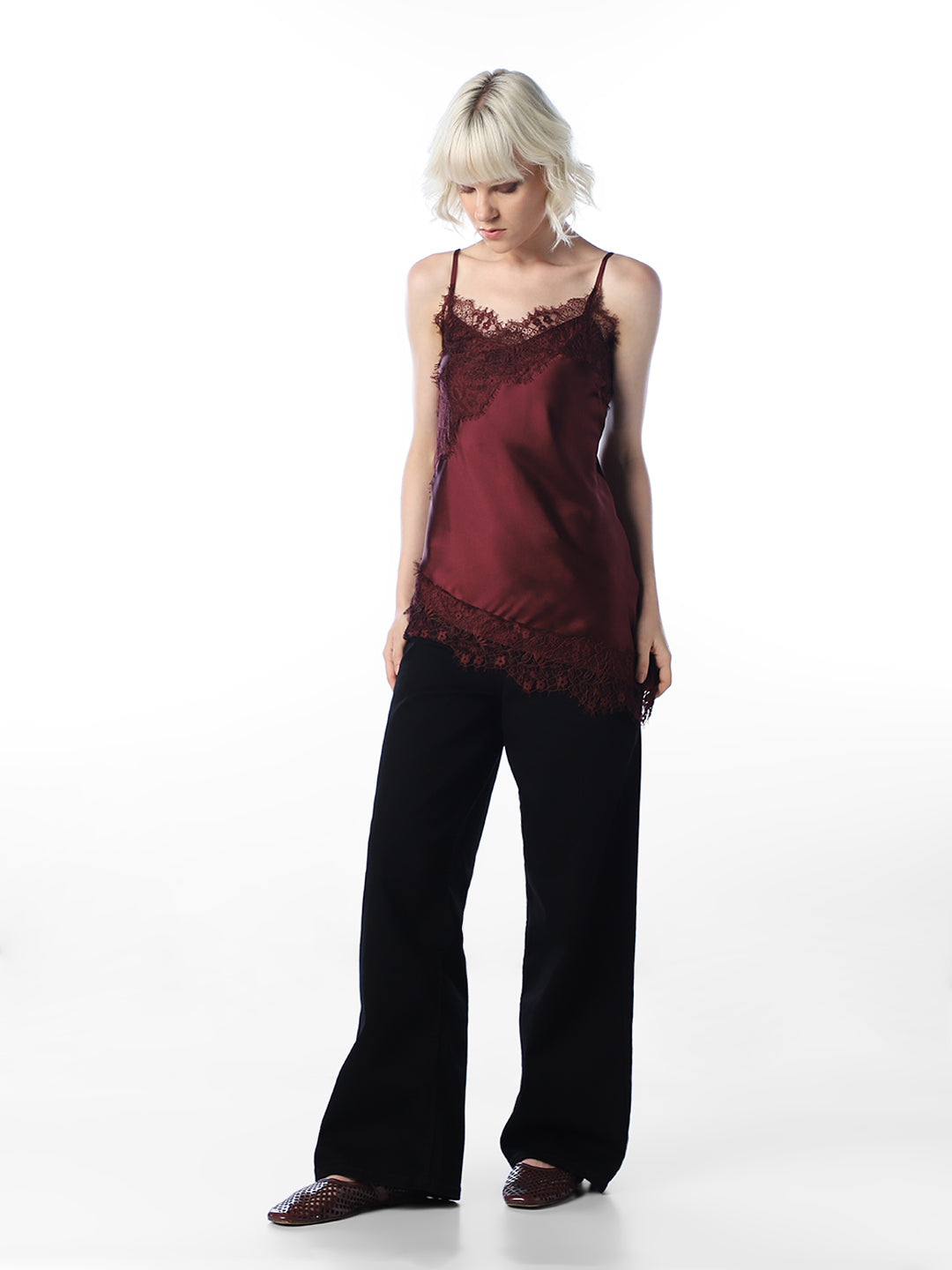 Satin Strappy Lace Top