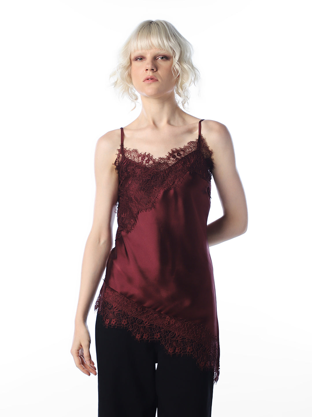 Satin Strappy Lace Top