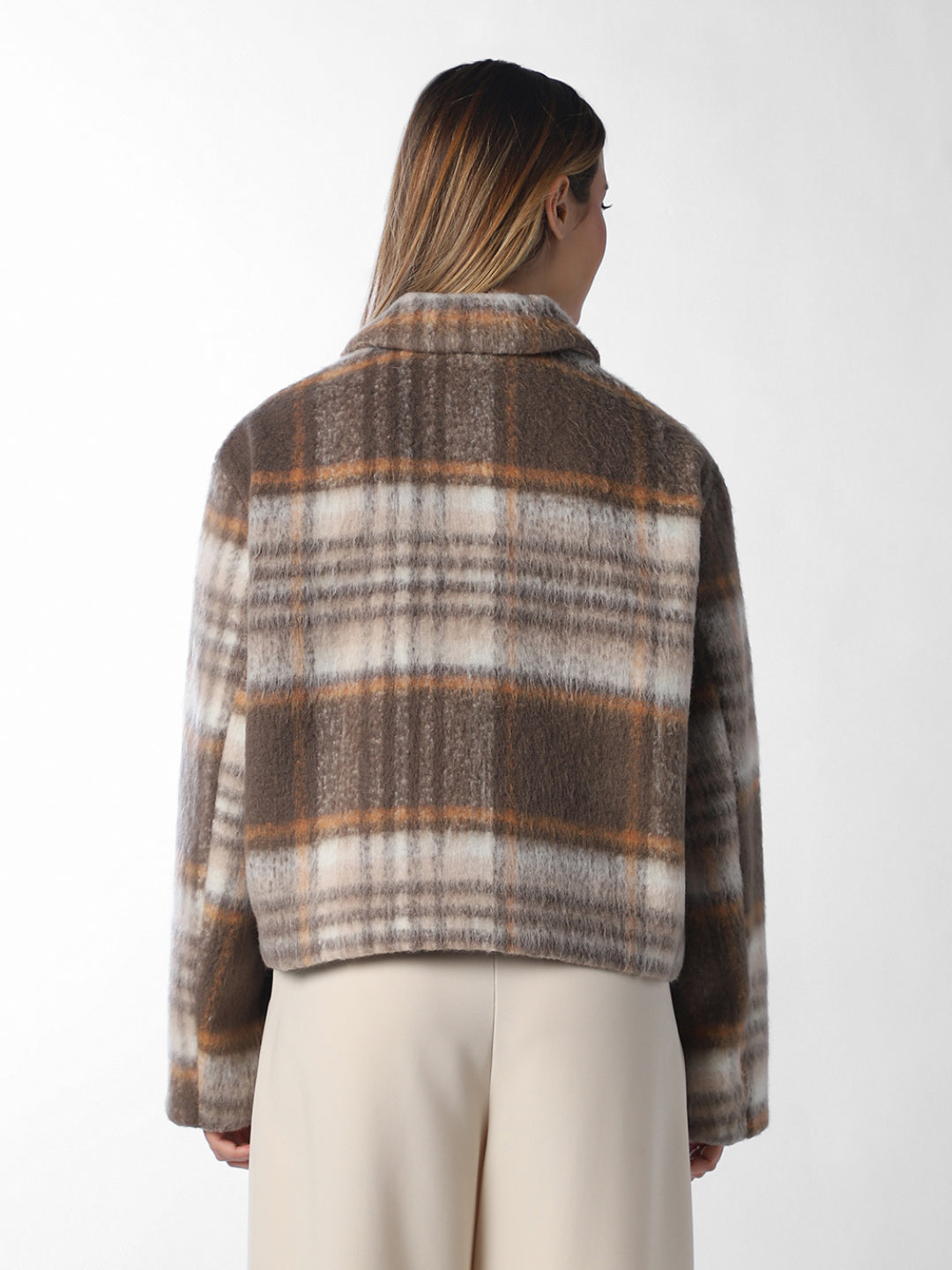 Beige Check Casual Jacket