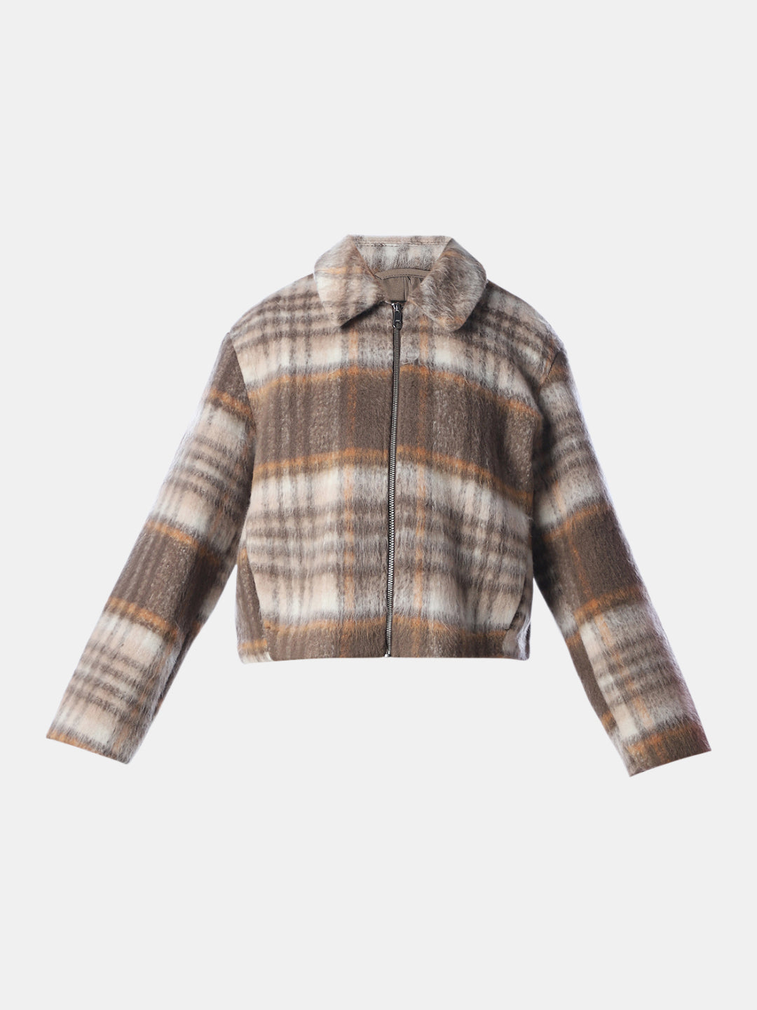 Beige Check Casual Jacket