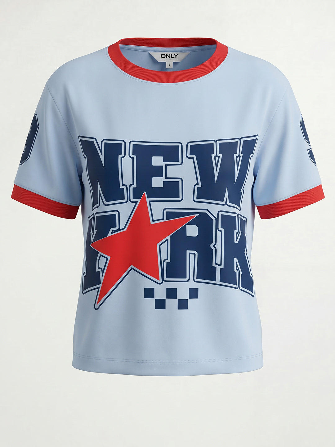 Blue Printed Cotton T-shirt