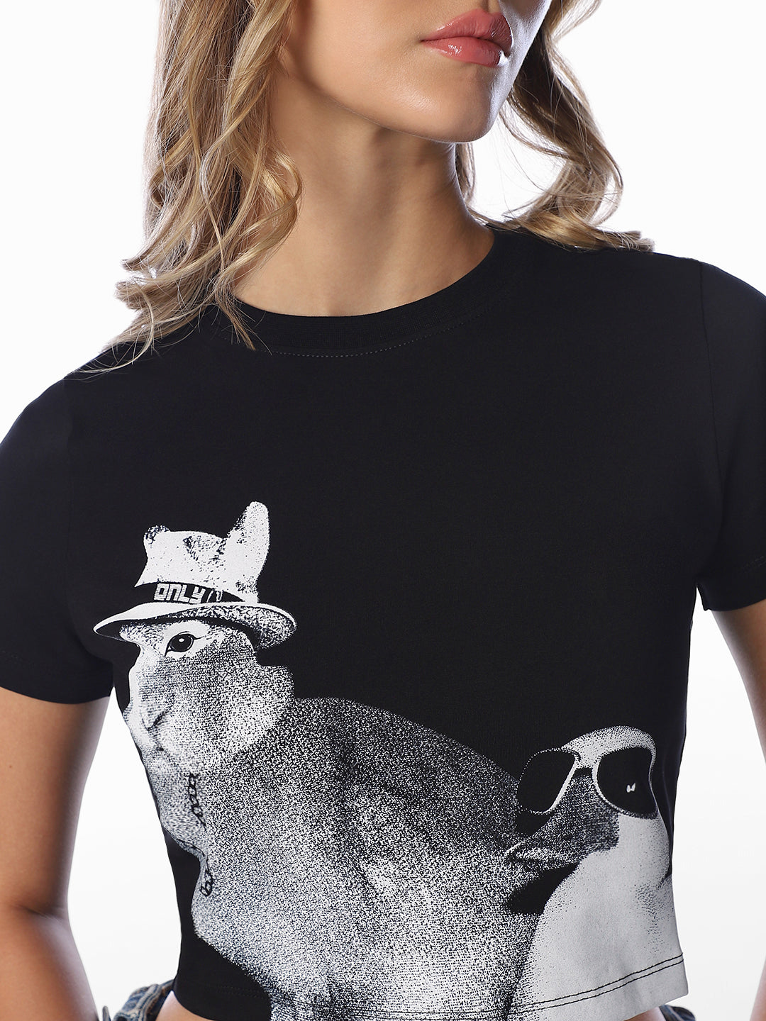 Black Printed Cotton T-shirt
