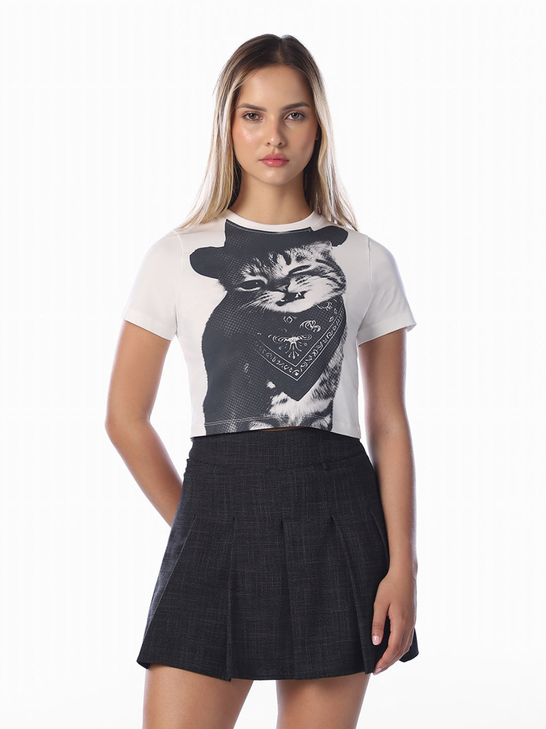 White Printed Cotton T-shirt