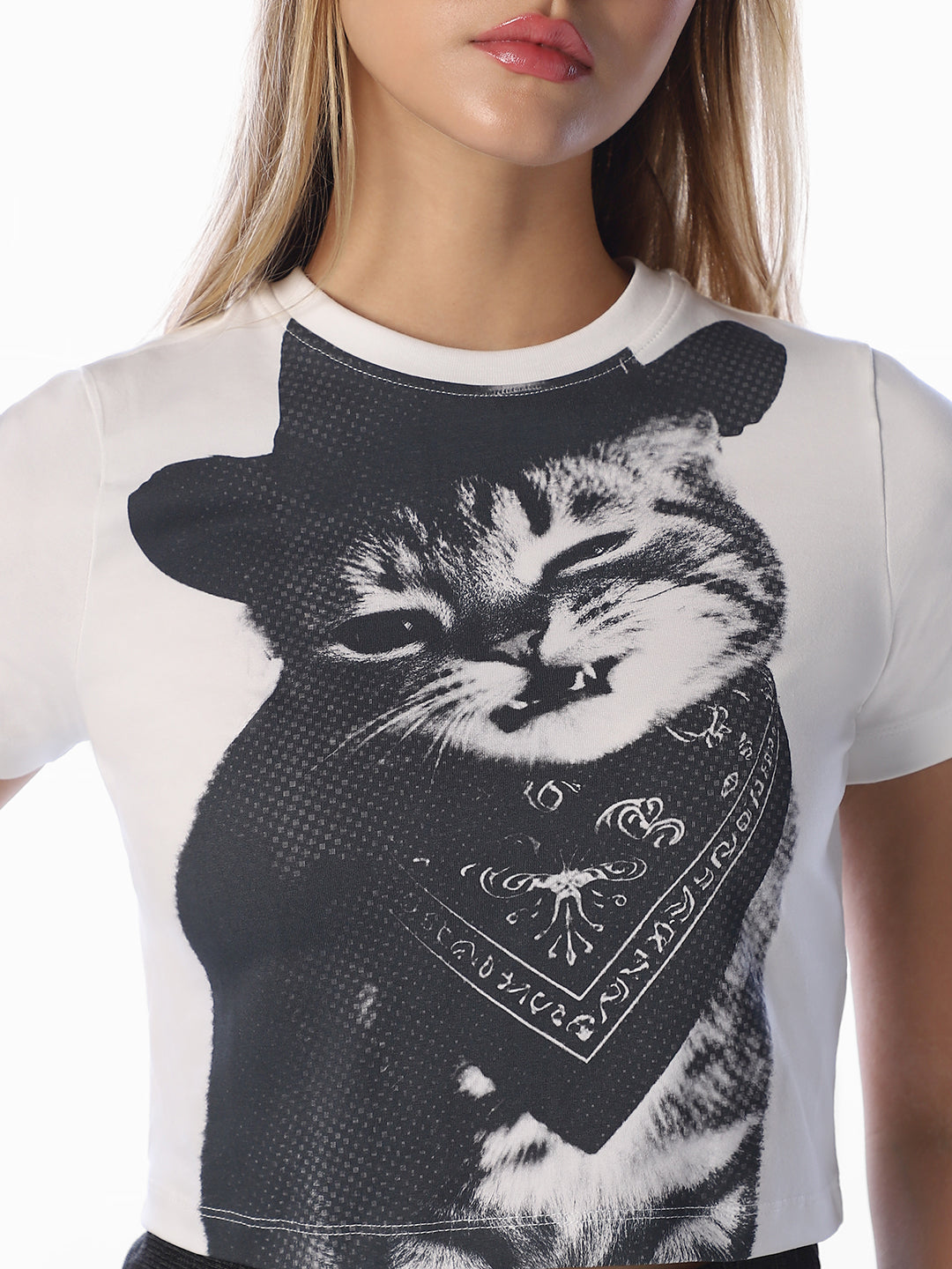 White Printed Cotton T-shirt