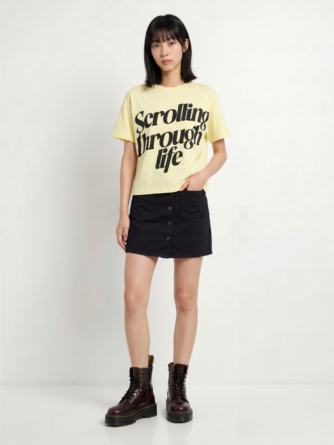 Yellow Printed Cotton T-shirt