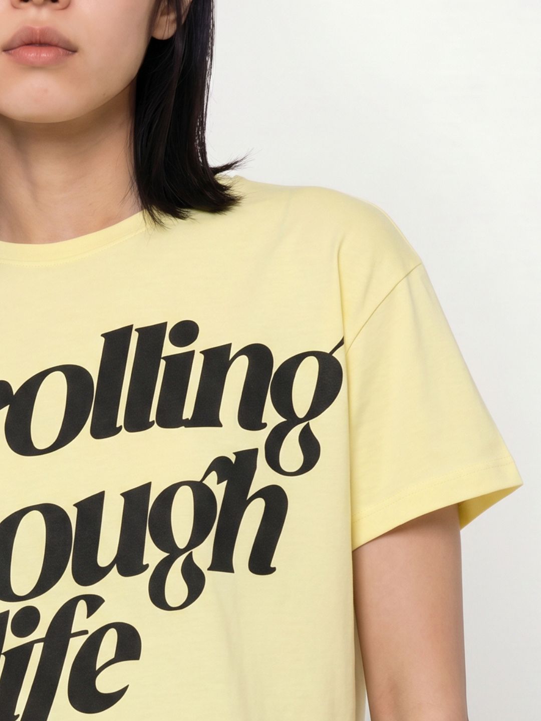 Yellow Printed Cotton T-shirt