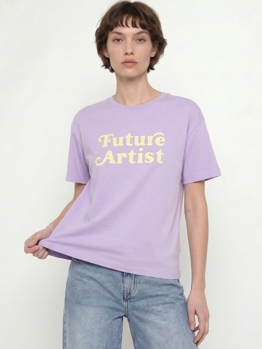 Purple Printed Cotton T-shirt