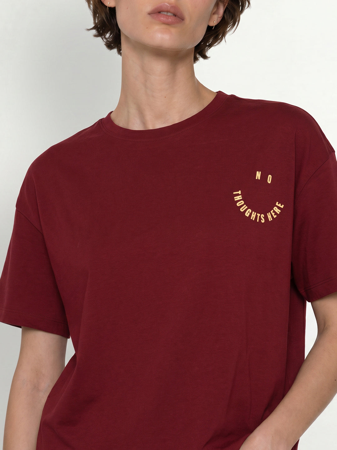 Maroon Printed Cotton T-shirt