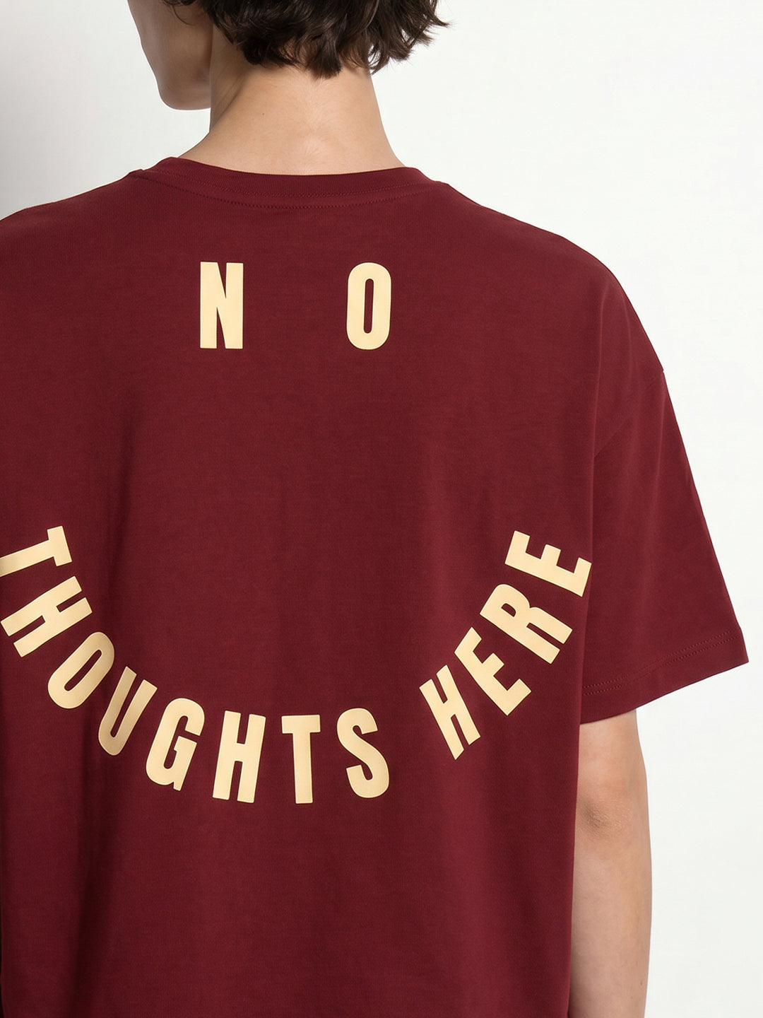 Maroon Printed Cotton T-shirt