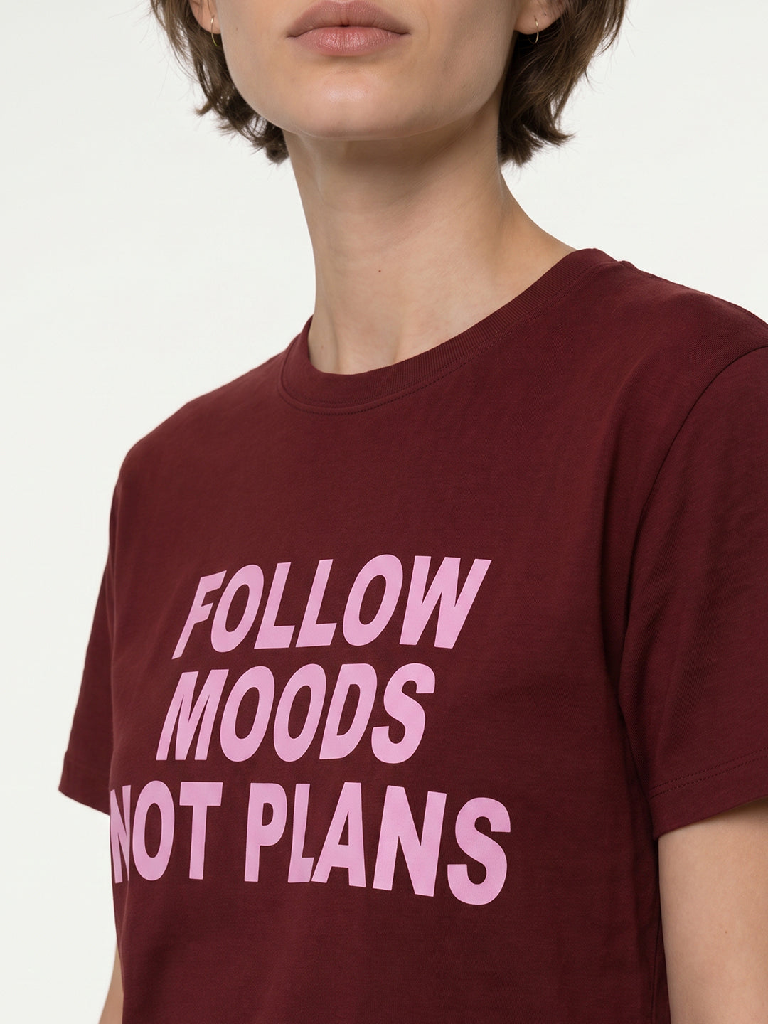 Maroon Slogan Print T-shirt