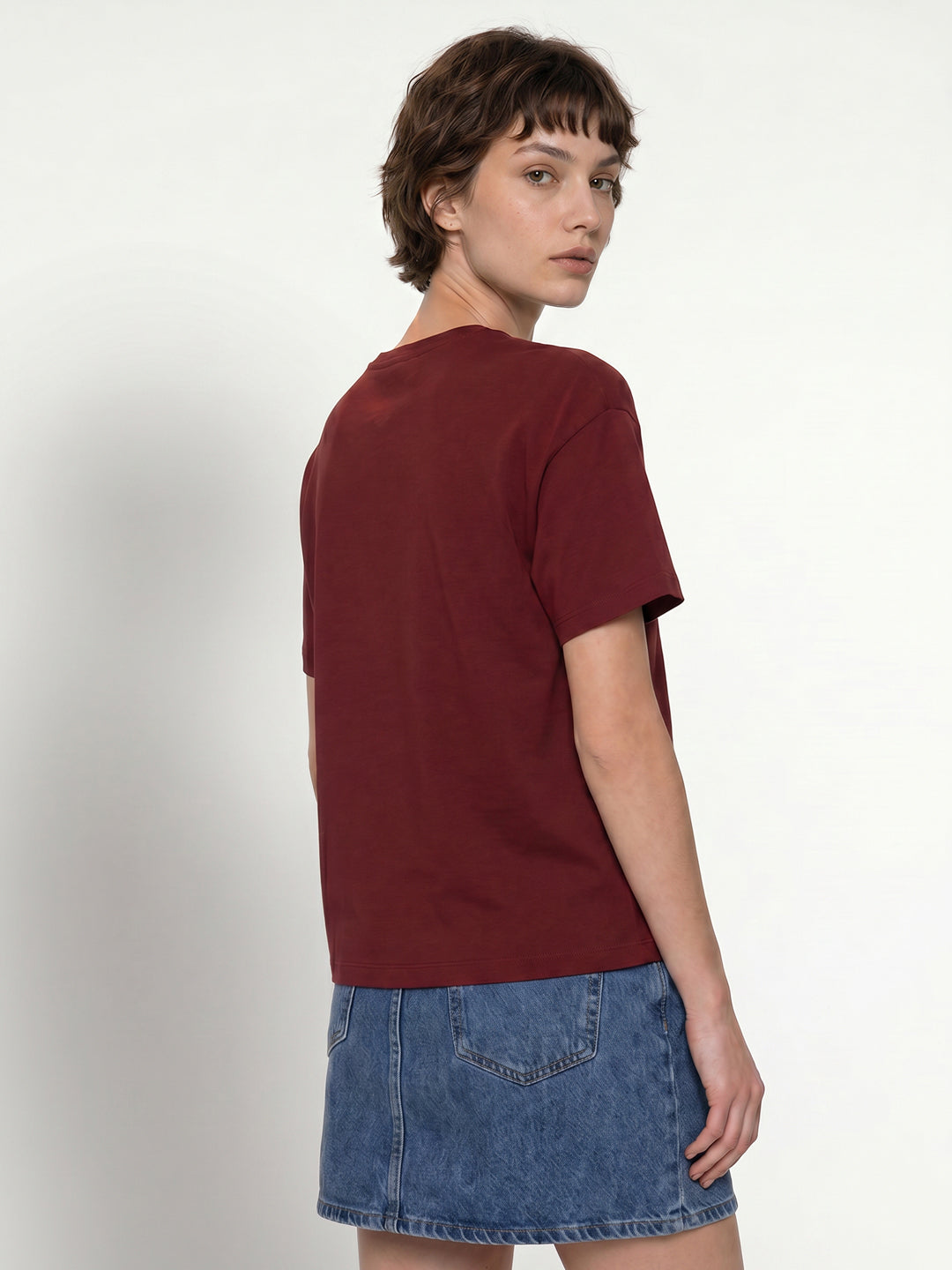 Maroon Slogan Print T-shirt