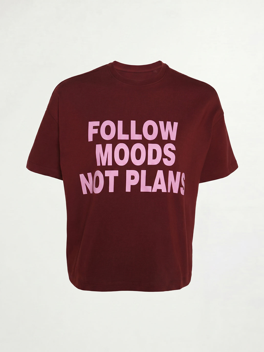 Maroon Slogan Print T-shirt