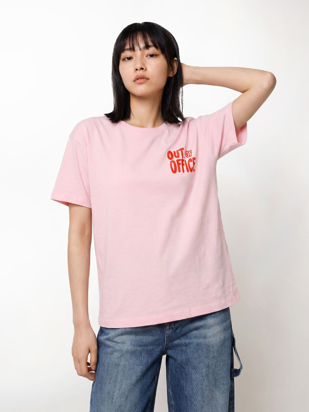 Pink Typographic Print T-shirt