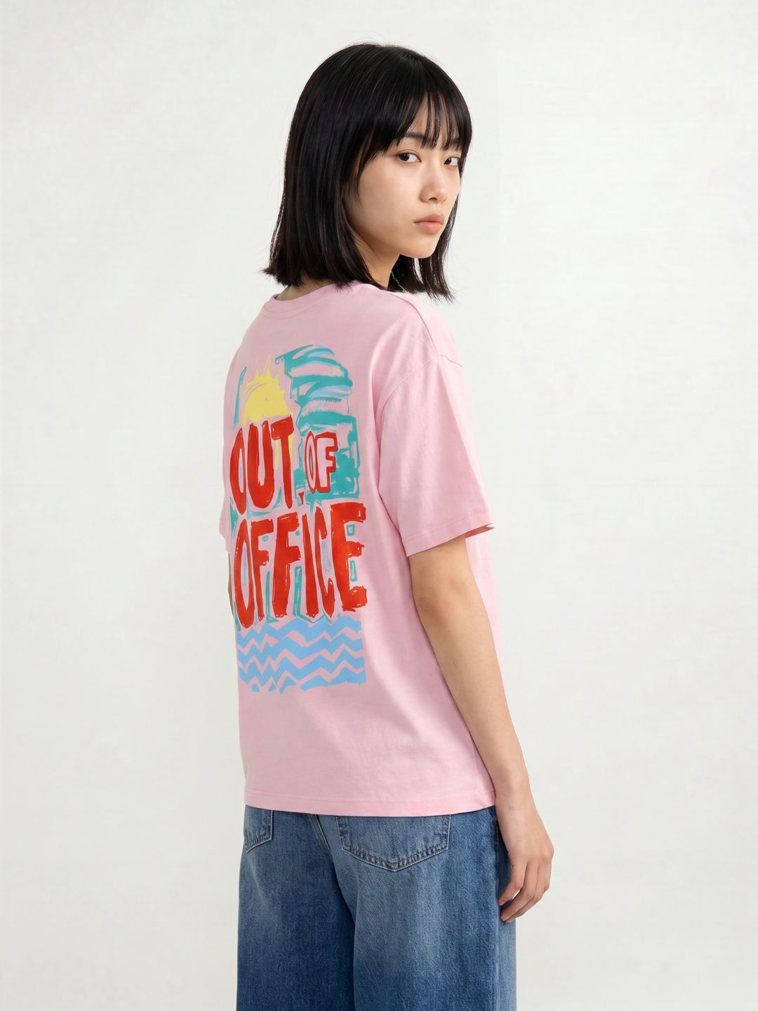 Pink Typographic Print T-shirt