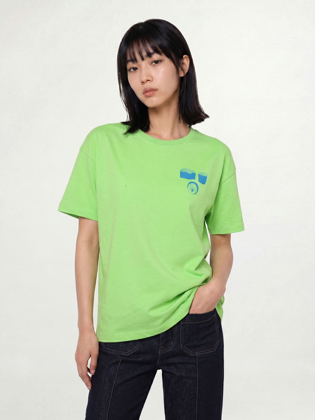 Green Printed Cotton T-shirt