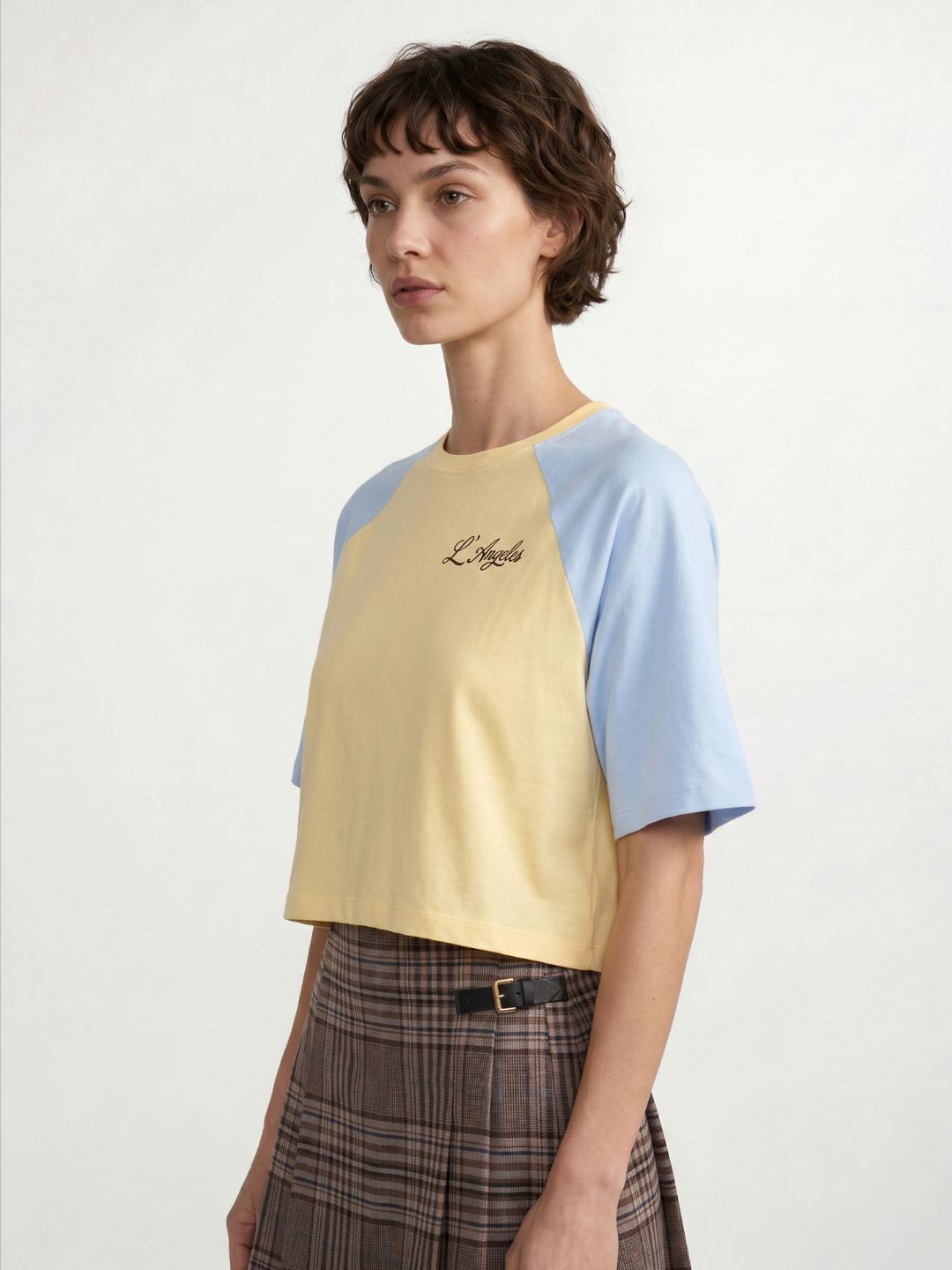 Colourblocked Cropped T-Shirt