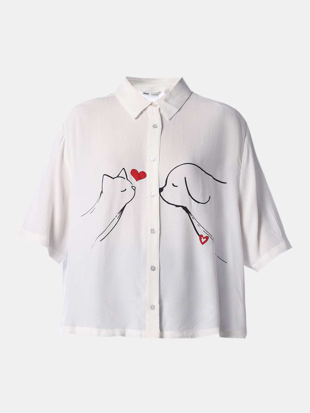 White Printed Oversized Shirt