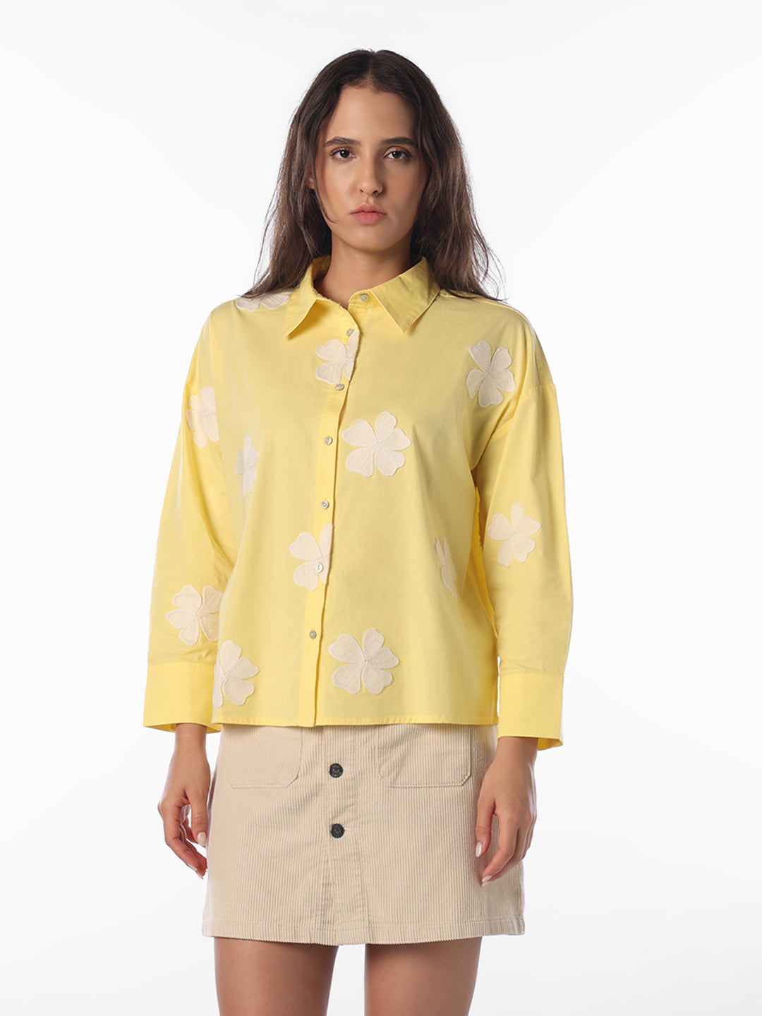 Yellow Printed Cotton Shirt