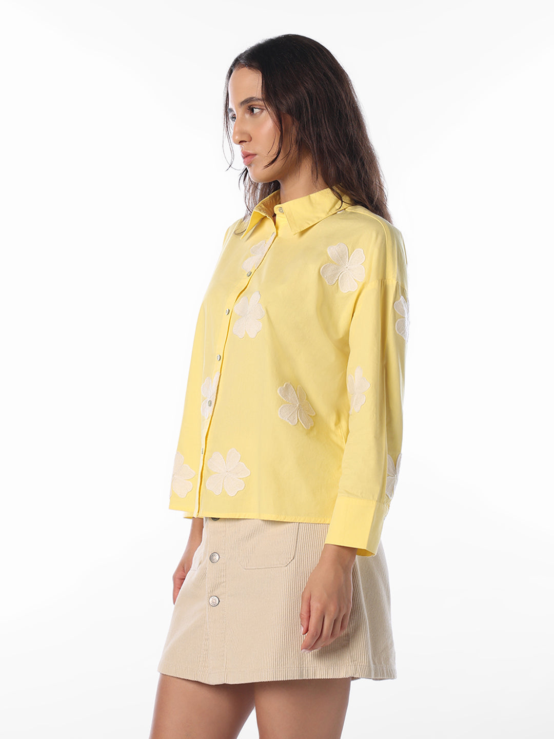 Yellow Printed Cotton Shirt