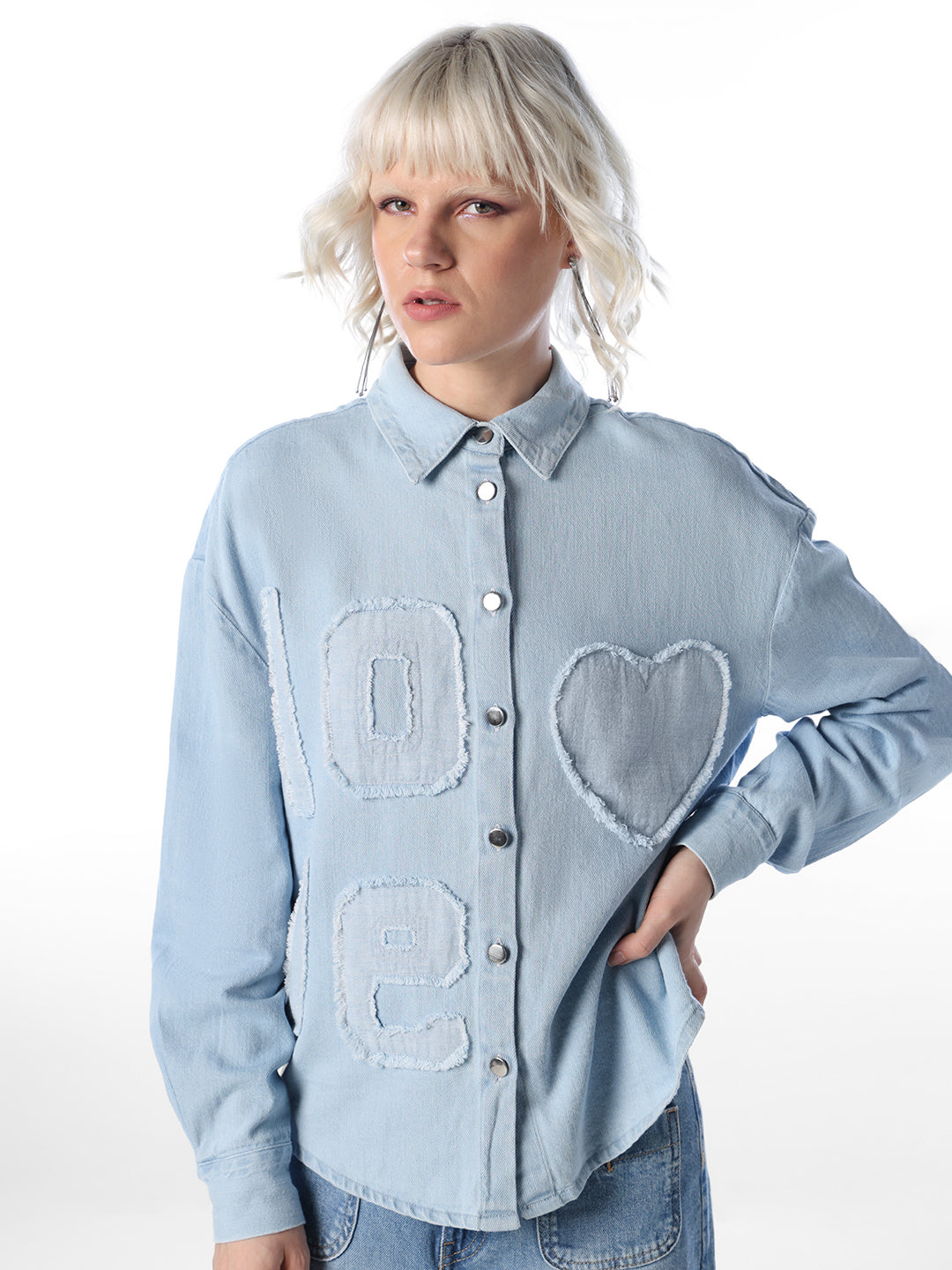 Light Blue Applique Detail Shirt