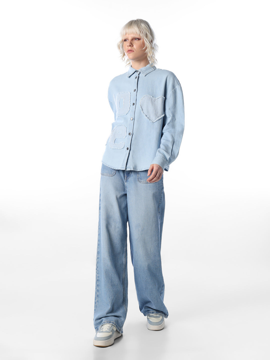 Light Blue Applique Detail Shirt