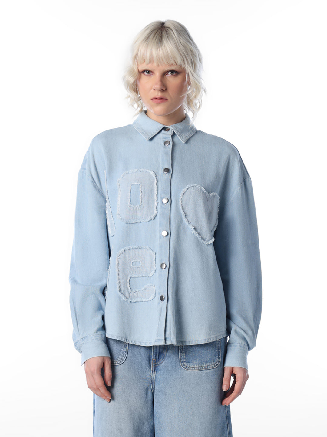 Light Blue Applique Detail Shirt