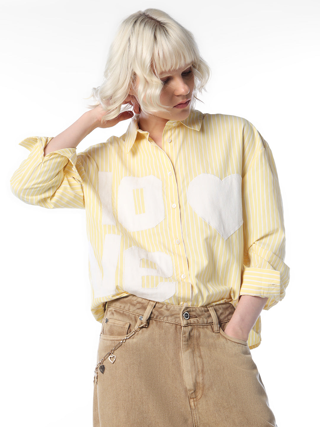 Yellow Striped Regular Fit Shirt