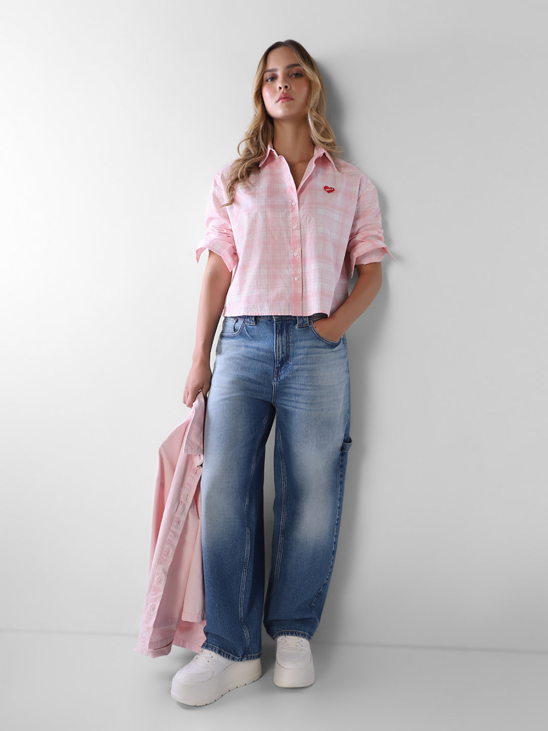 Pink Check Cotton Shirt