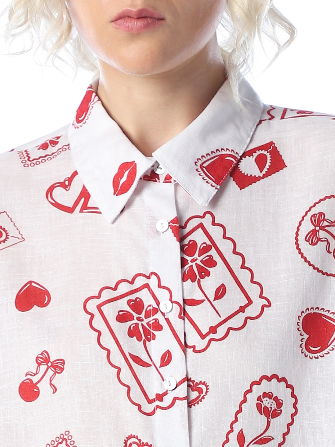 White Printed Oversized Shirt