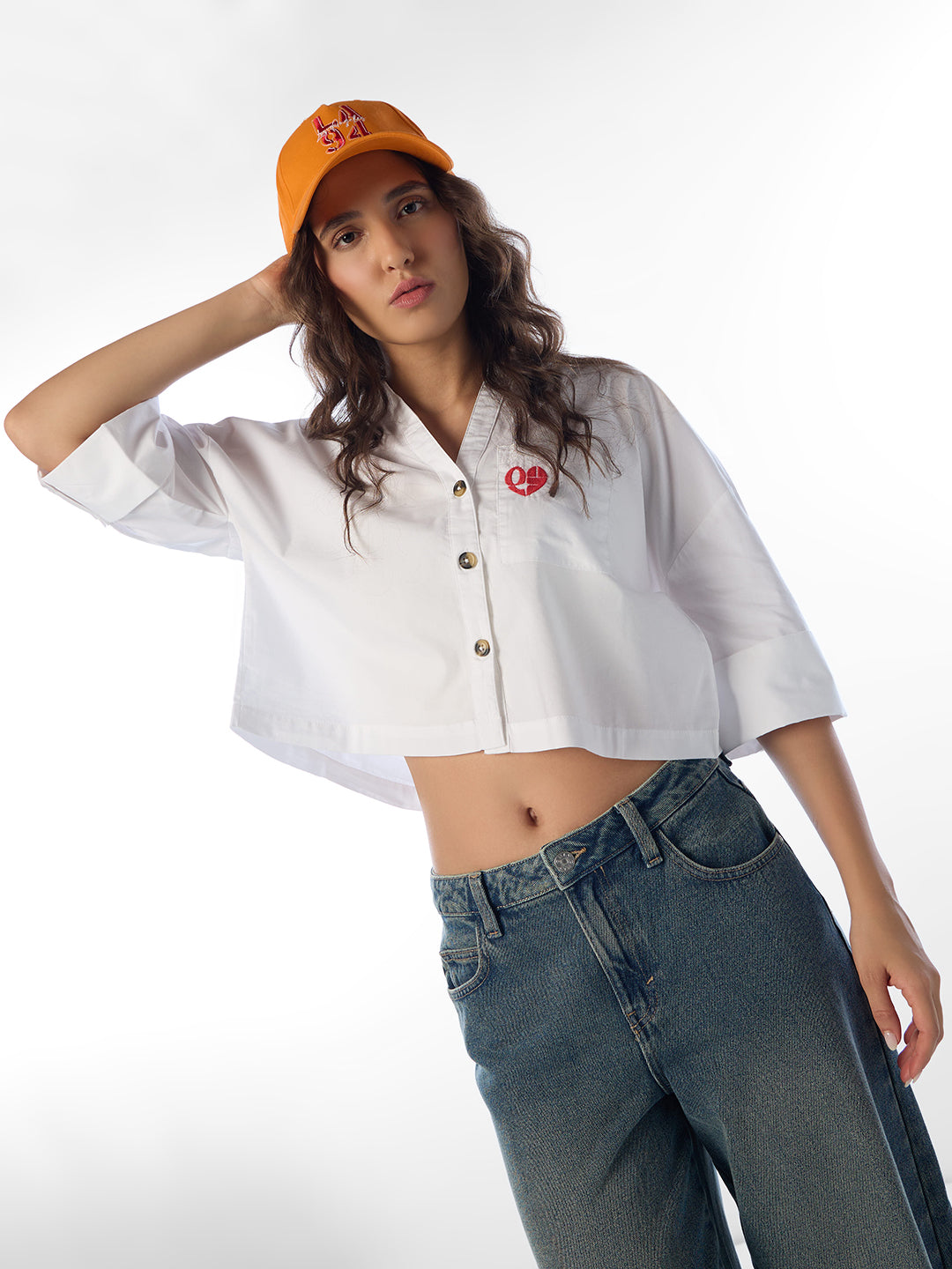 White Cropped Cotton Shirt