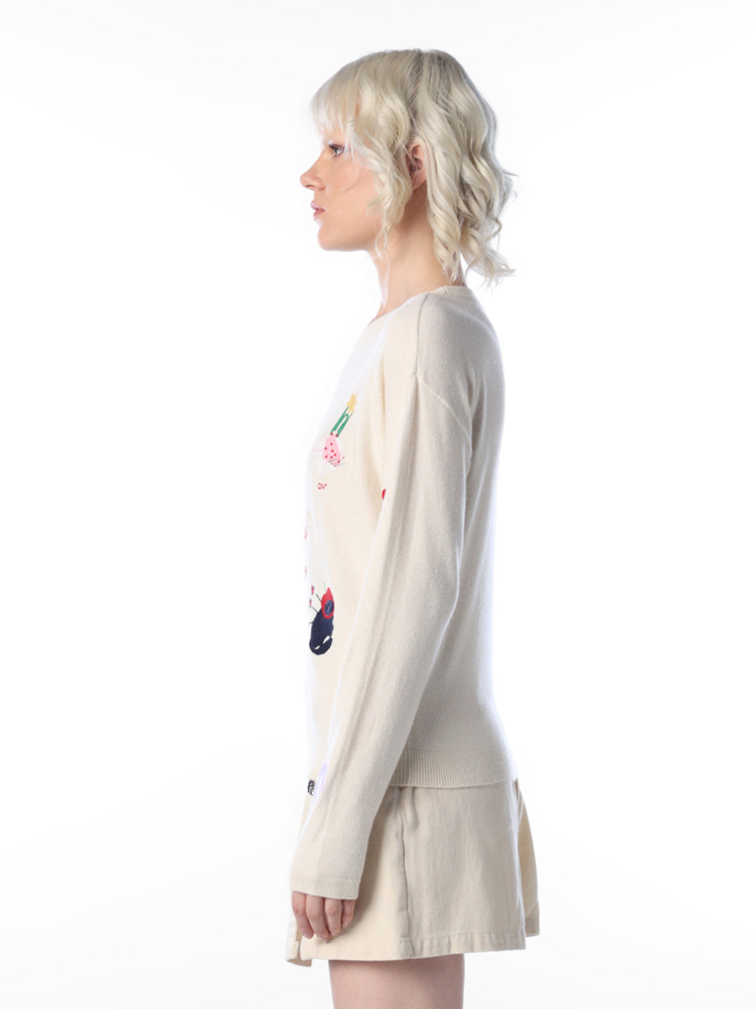 Cream Embroidered Pullover