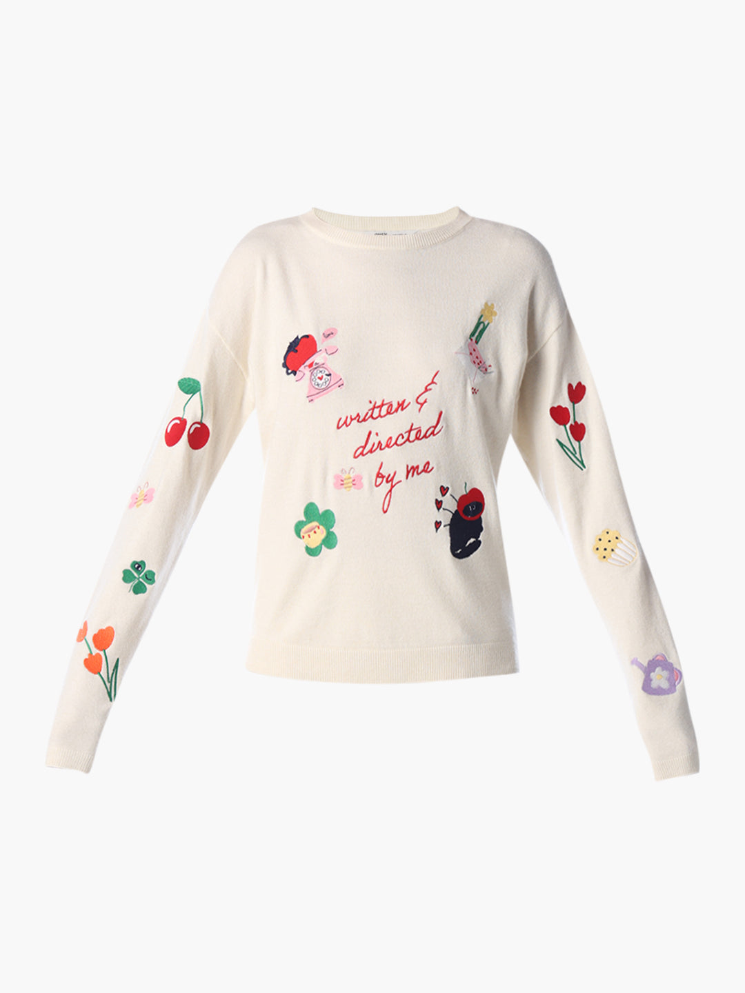 Cream Embroidered Pullover