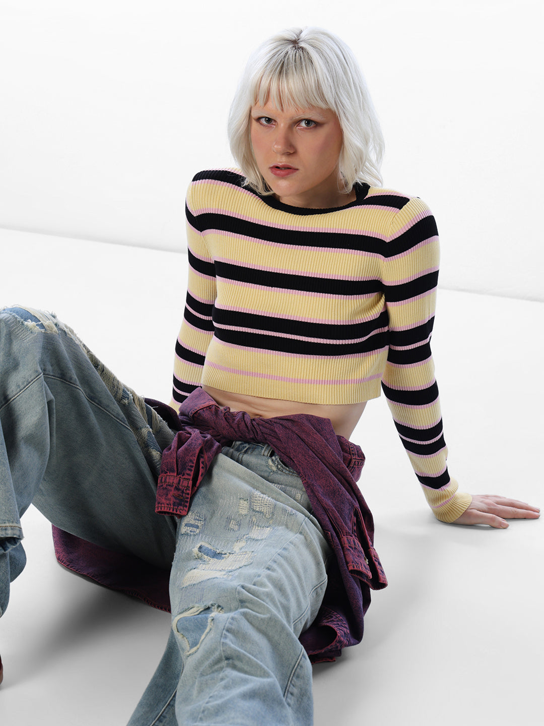 Striped Cropped Pullover