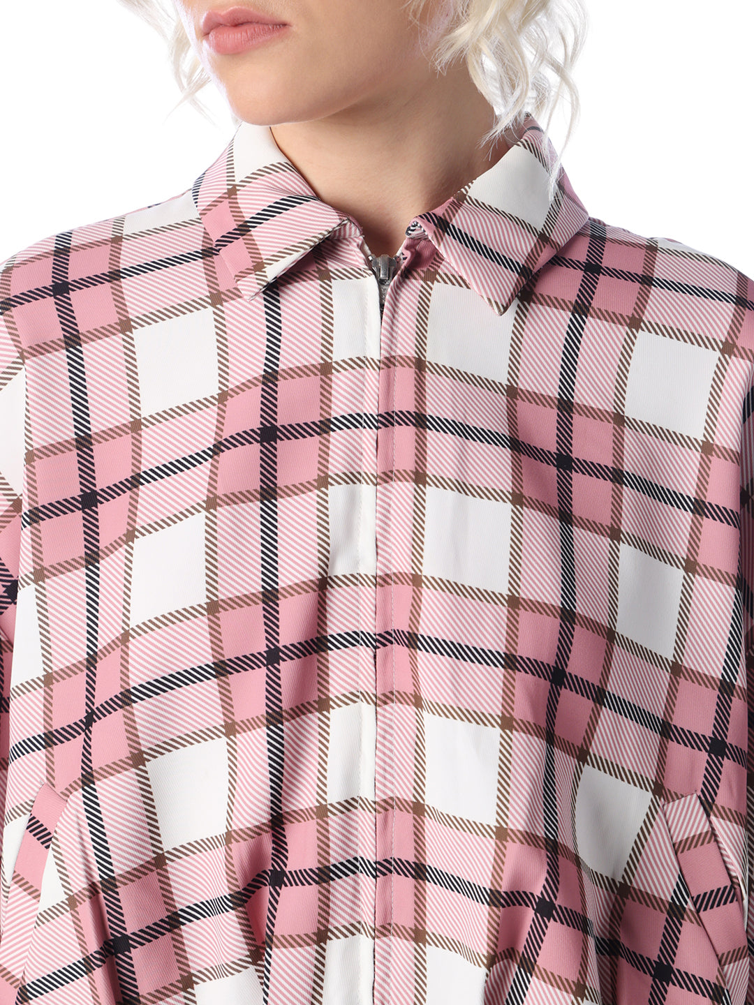 Pink Cropped Check Shirt