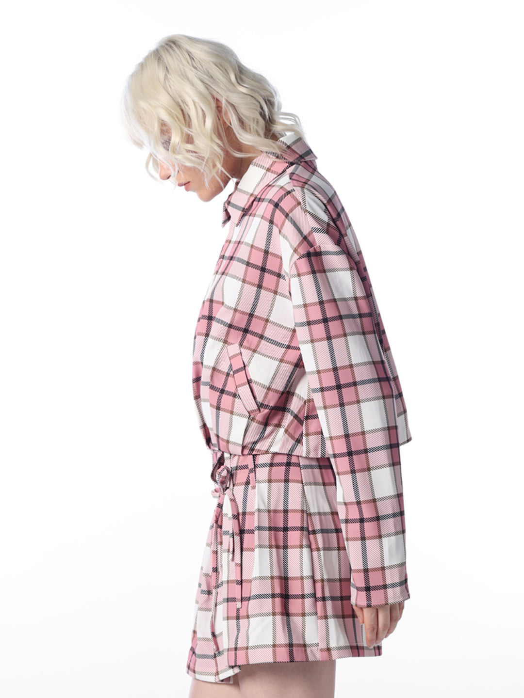 Pink Cropped Check Shirt