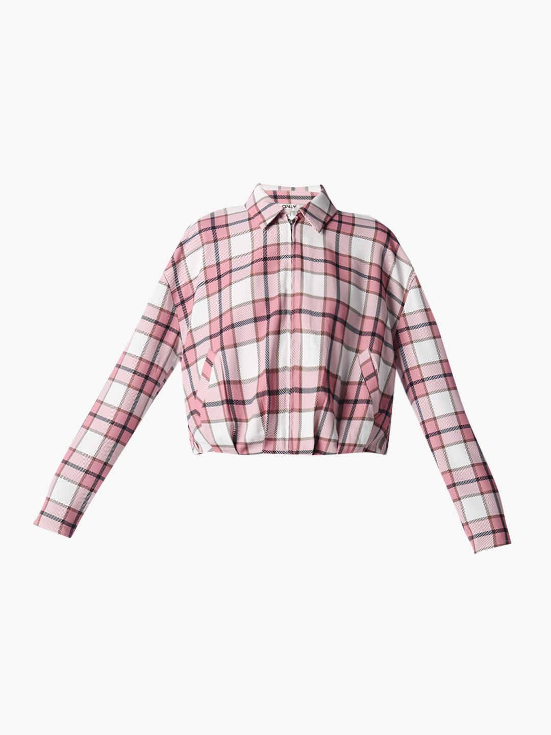 Pink Cropped Check Shirt