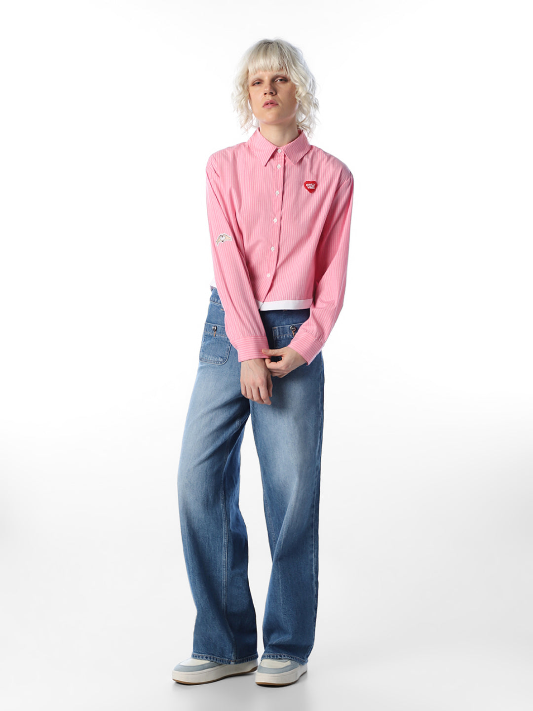 Pink Striped Cropped Shirt