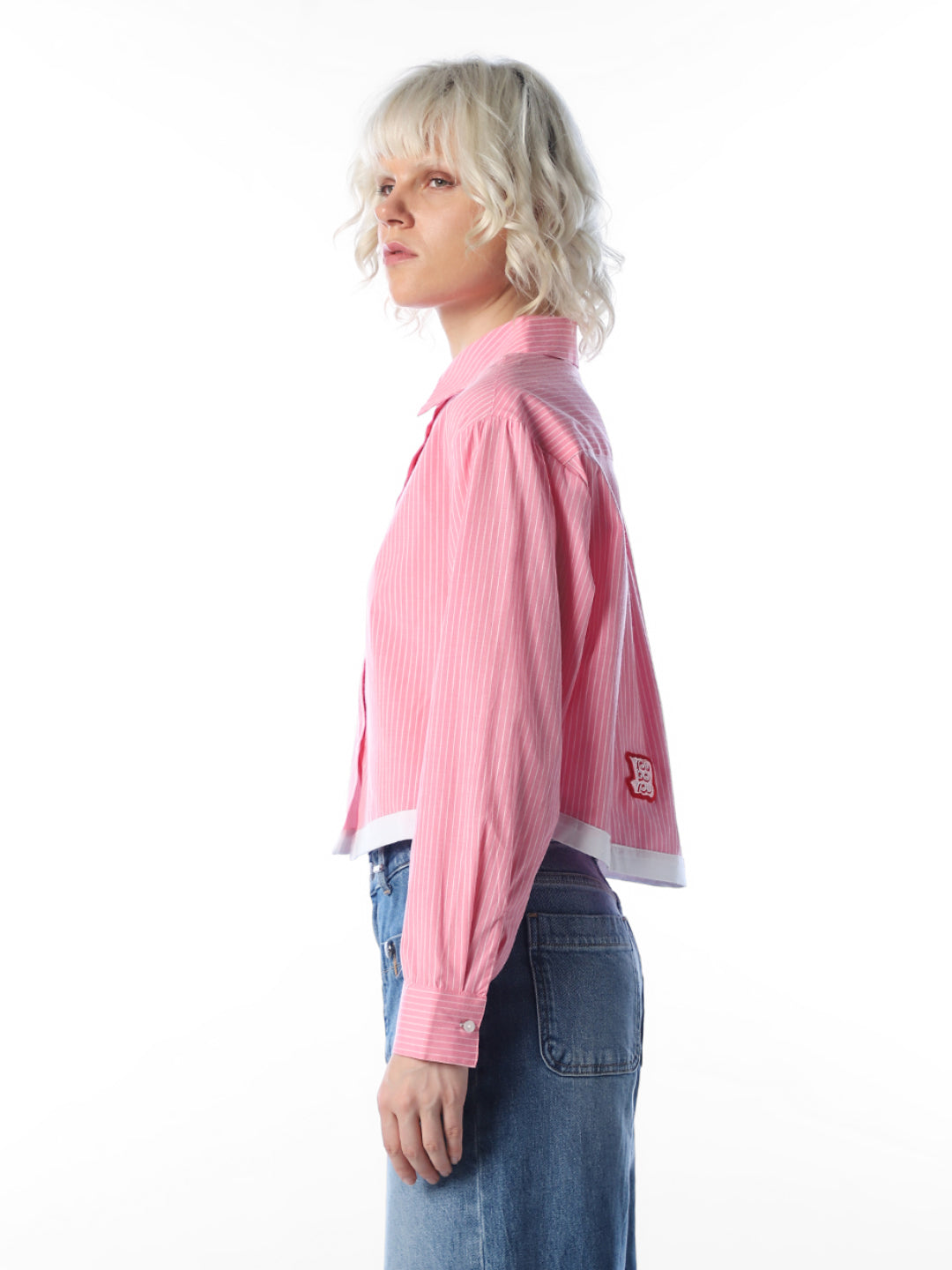 Pink Striped Cropped Shirt