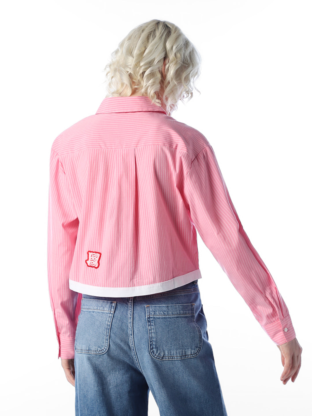 Pink Striped Cropped Shirt