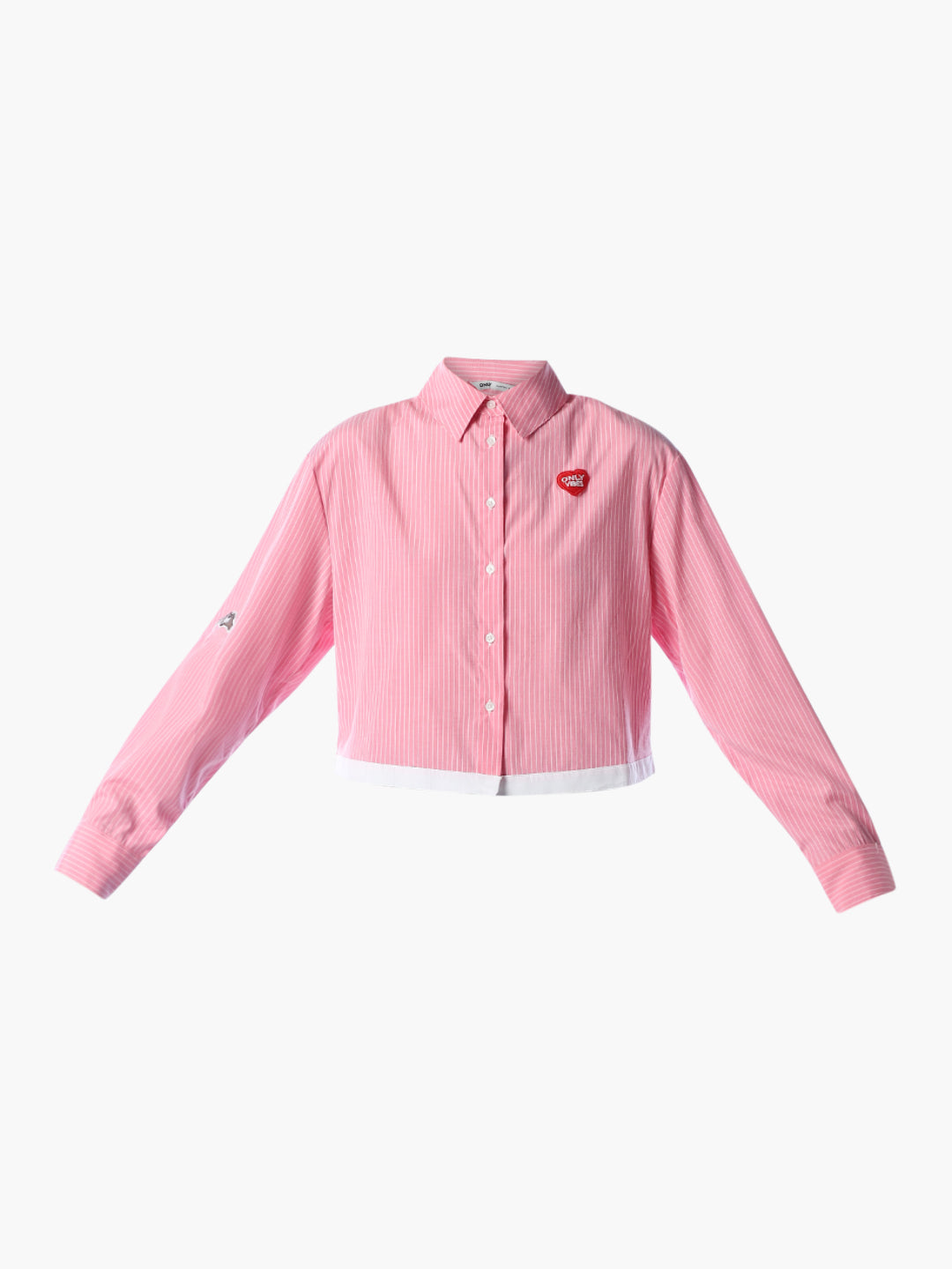 Pink Striped Cropped Shirt