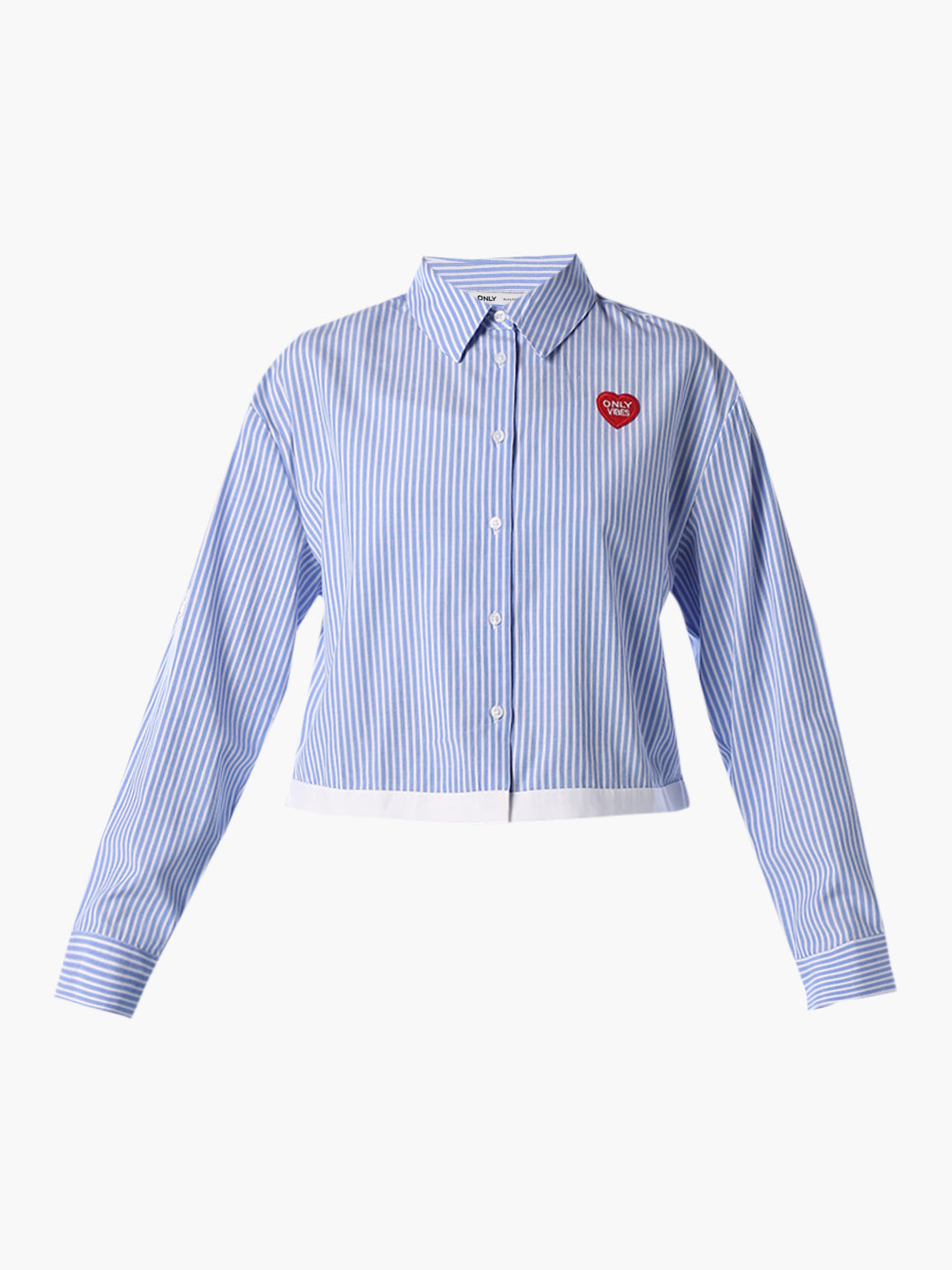 Blue Striped Cropped Shirt