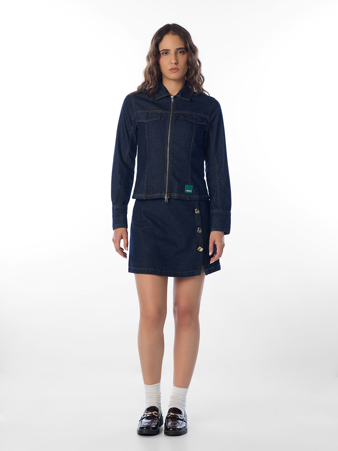 Dark Blue Zip-Up Shacket