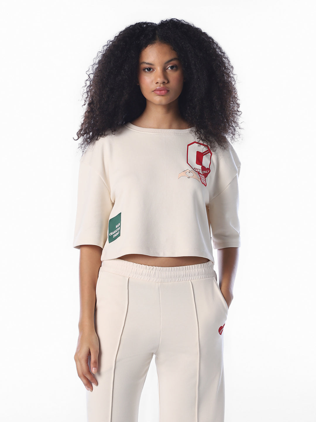 Printed Cropped Sweatshirt