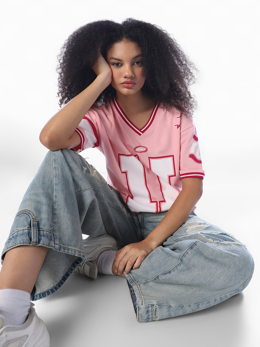 Pink Varsity Oversized T-Shirt