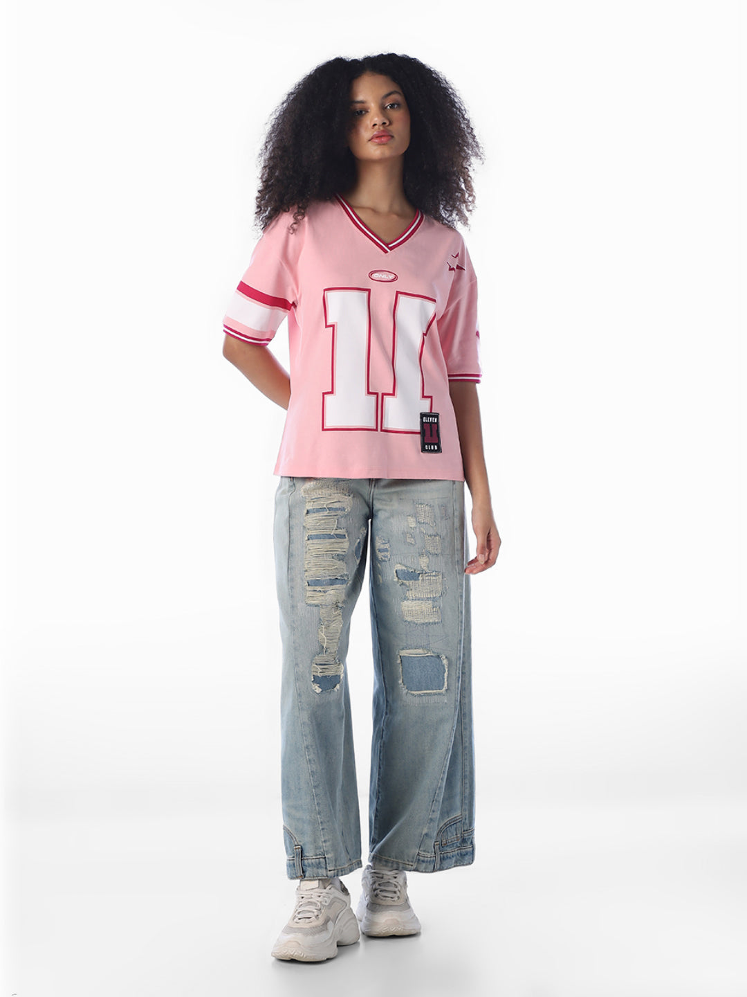 Pink Varsity Oversized T-Shirt