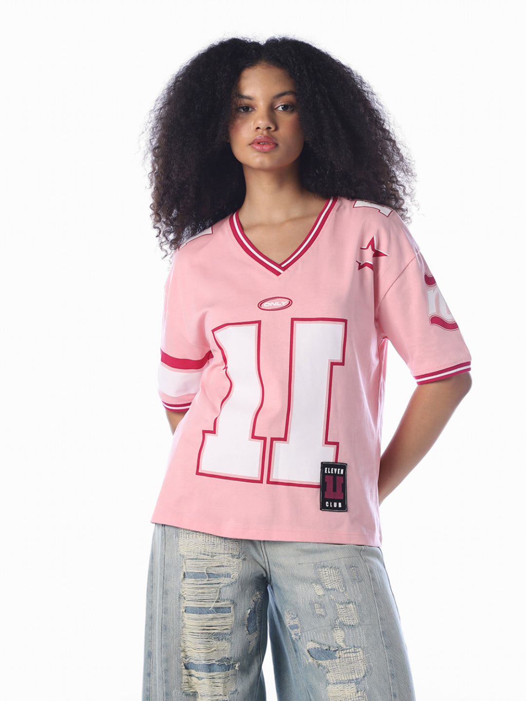Pink Varsity Oversized T-Shirt